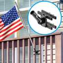 Heavy Duty Flagpole Mount Bracket for Balcony Railing,Flag Pole Mount Adjustable for Porch & Fence Rail,Flagpole Mount for both round and square railing,Strong and Rust Free,for 1 inch flagpoleblack