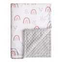 Baby Blankets for Girls, Rainbow Super Soft Nursery Minky Blanket for Newborn Baby, Double Layer with Dotted Backing, Essentials Receiving Bed Throw Blanket Stroller Crib Shower Gifts, 30 x 40 Inch (Blush Rainbow / Gray)
