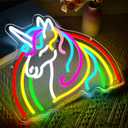 Unicorn Neon Sign for Wall Decor Dimmable Rainbow Unicorn LED Neon Light for Girls Room Decor Colorful Anime Signs for Kids Room Bedroom Party Birthday Gifts for Girls Kids Size 13.8 * 11.9in(P041) (Animal)