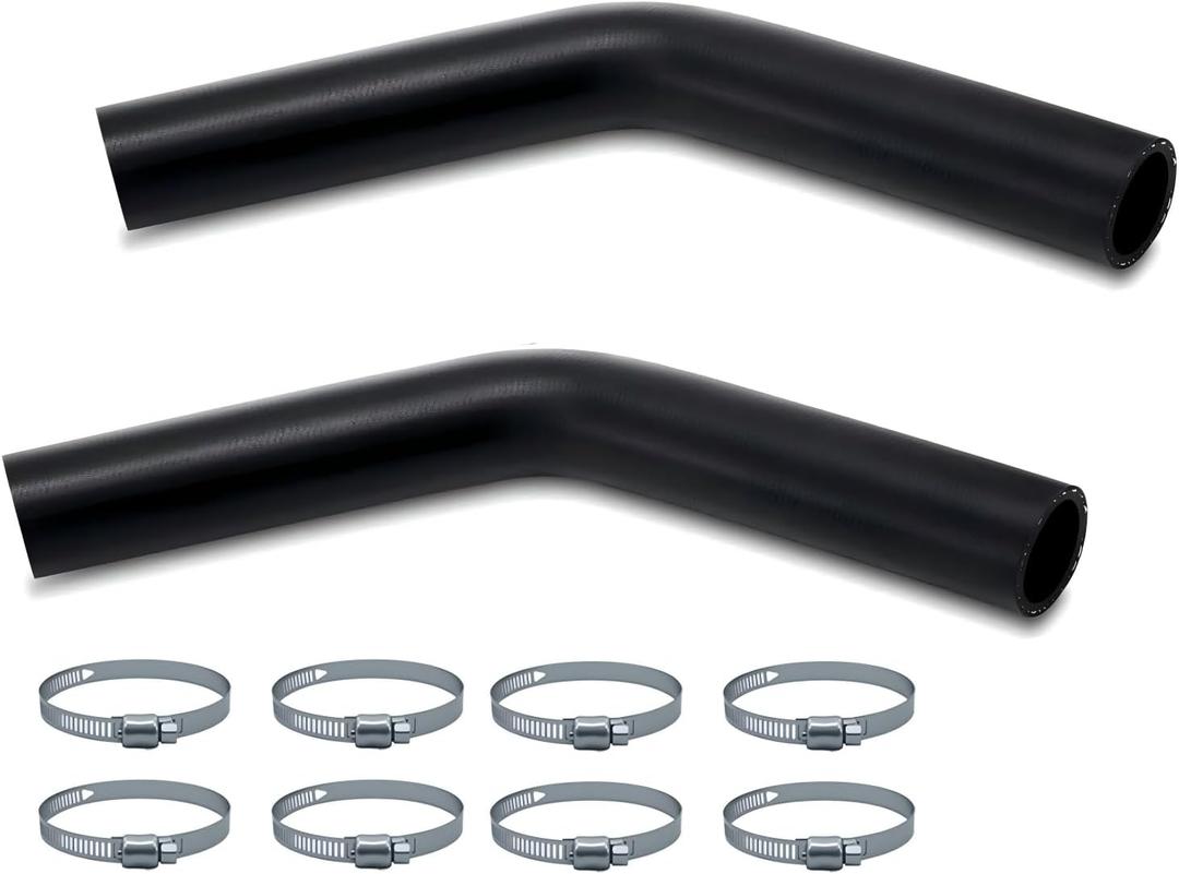 (2-Pack) 1 3/4" ID Gasoline Fuel Filler Neck Hose with 4 Clamps - 15 7/8" Length Gas Tank Hose Replacement (45 Degree, 1.75" ID)