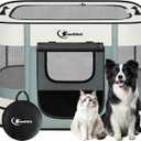 Dog Cat Playpen, Pet Puppy Portable Playpens for Outdoor Travel Crate, Indoor After Surgery Use, Foldable Dog Kennel Tent for Rabbit or Small Animals with Tent Stakes(Grey, Middle) (Medium)