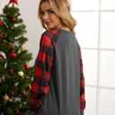 Mimi Claus Christmas Shirt Women Cute Santa Graphic T-Shirt Long Sleeve Raglan Baseball Tee Top (Medium, Grey Red)