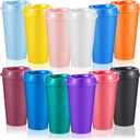 12 Pcs Reusable Coffee Cups with Lids 16 oz Travel Hot Cups Microwavable Plastic Tumblers Coffee Mugs Party Birthdays Gifts Adult for Hot and Cold Drinks Favors (Bright Colors)