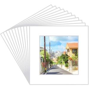 15 Pack 12x12 White Picture Mats, Frame Mattes for 8x8 Pictures Display Photo Frame Mat Core Bevel Cut Mat Board Show Kit for Photos, Prints, Artworks