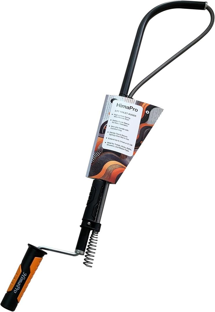 HimaPro Professional Toilet Auger/Closet Auger, 3 Feet Pipe Snake for Unclogging Toilets