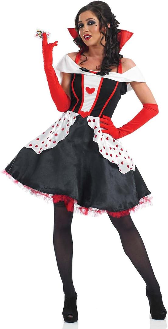 fun shack Queen of Hearts Costume for Women, Red Queen Outfit, Evil Costume for Women (X-Large, Black)