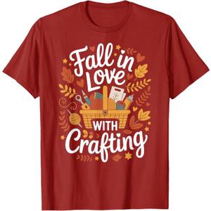 Autumn Cute Fall in Love with Crafting T-Shirt, XS