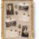 Wonderjune Linen Display Pinboard, Arch, 30'' X 20'', Baroque Gold, 34.3" x 23.6"