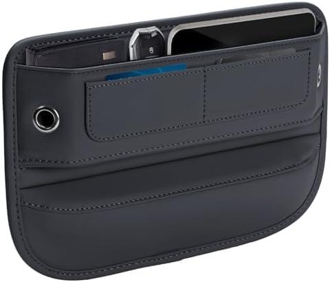 Premium Leather Car Seat Gap Filler Organizer, Universal Fit Car Accessories for Women/Men Interior, Car Center Console Organizer with Card Slots for Car Suv Truck (Black, 1 Pack)