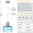 2 Pack Hanging Indoor Farmhouse 9" Blue Glass Pendant Light Brushed Nickel