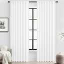 Cute White Sheer Curtains 108 Inches Long 2 Panels Set, Privacy Curtains for Room Divider that Let Light in Drapes Simple Modern Neutral Linen Pleated Light Filtering Curtain for 9 FT Large Windows, Size: 52"W x 108"L (Pack of 2)