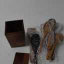 Wooden Spoons for Cooking - 11 Piece Natural Teak Wood Kitchen Utensil Set, Wooden Spoons Set with Holder, Spoon Rest & Hooks, Wooden Spatula Set with 7 metal hooks (10pcs-Square)