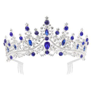 COCIDE Blue Crystal Tiaras and Crowns for Women Princess Queen Crowns for Women Rhinestone Tiaras for Girls Bride Wedding Hair Accessories for Bridal Birthday Party Prom Halloween Cosplay Christmas (T8,Silver+Blue)