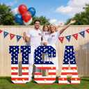 4th of July Party Decorations Outdoor Indoor, Red White and Blue Patriotic Decor, 3FT USA Marquee Letters with 8 Lights, Independence Day Centerpieces Yard Signs for Home Porch (USA)