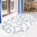 LIVEBOX Road Traffic Kids Play Area Rug 3'x5' Washable Playroom Educational & Fun with Cars and Toys Non-Slip Children Nursery Rugs for Living Room Bedroom Classroom Entryway Kids Tent (Grey)