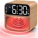 AuroraCalm Extra Loud Alarm Clock for Heavy Sleepers: 115dB Wake Up Alarm with Flashing Light to Help Prevent Oversleeping - Dual Alarm for Teens Adults Shift Workers Bedroom - Wood Grain