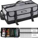 Large Fishing Tackle Bag for Soft Plastic Baits Storage, 20PCS Soft Bait Clear Storage Bag, Fishing Gear Organizer for Weights, Reels & Hooks, 900D Waterproof Oxford Fabric, Grey