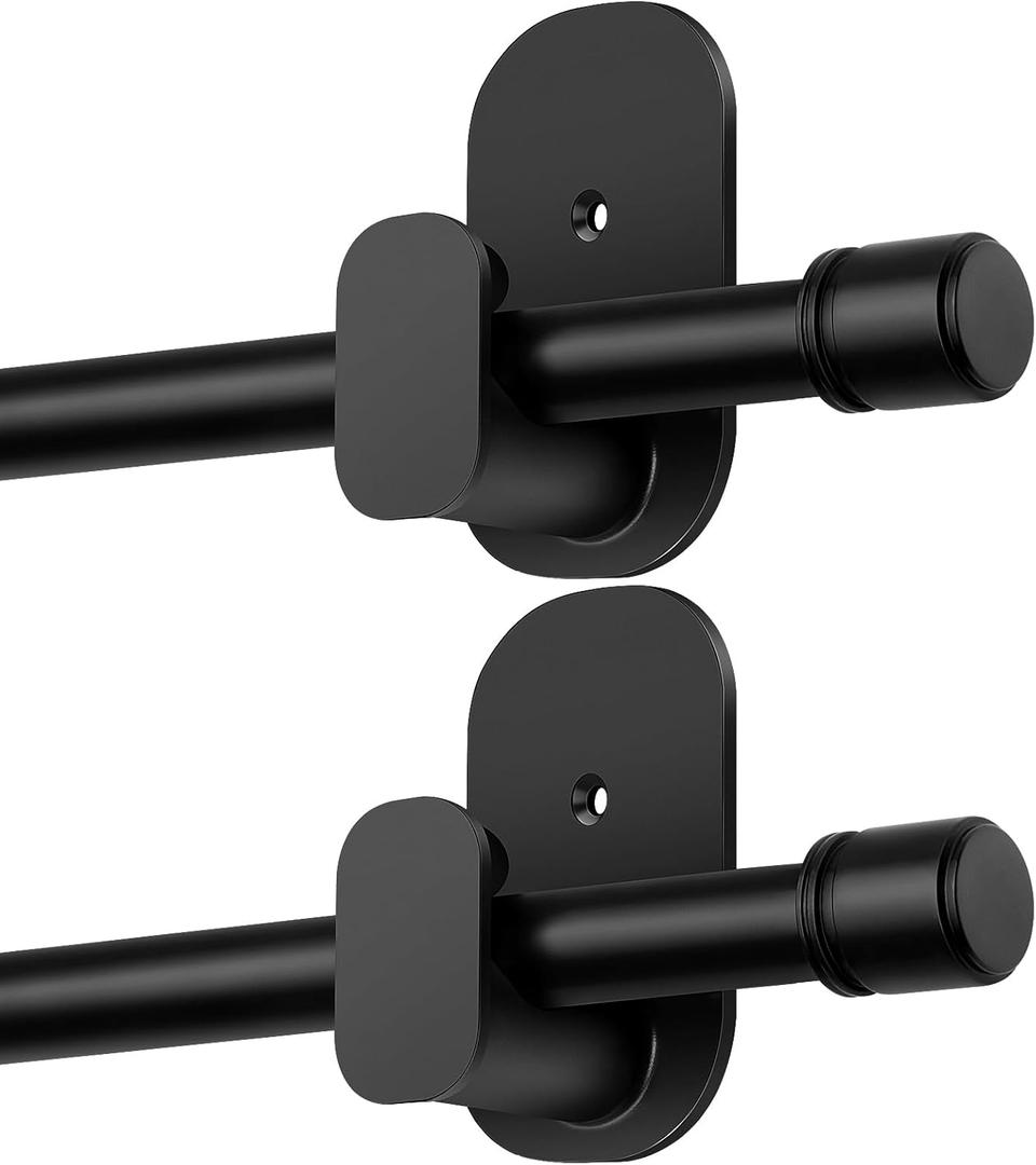 Curtain Rods No Drilling 2 Pack 32 to 58 Inch, HOTOZON 5/8 Inches No Drill Curtain Rods for Windows 40 to 54 Inches(3.2-4.5 ft), Renter Friendly Drapery Rod for Lightweight Curtains, Black