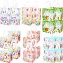 PARSUP 24PCS Happy Easter Egg Hunt Bags, Assorted Sizes, Easter Bunny Carrot Chick Egg Treat Bag with Handles, Non-Woven Gifts Wrapping, Egg Hunt, Spring Party Supplies