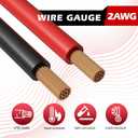 HUATOL 14 FT 2AWG Quick Disconnect Winch Power Cable, 2 Gauge 2 AWG Copper Wiring, Quick Connect and Disconnect Cables Heavy Duty Battery Wiring Kit.