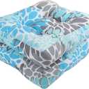 RACLVAY Outdoor Chair Cushions, Outdoor Cushions 19x19 inch, Patio Chair Cushions Seat Pads, Indoor Full-Length Ties for Non-Slip Support, Plump Filling, Premium Thick Fiber, Set of 2, Blue&Gray