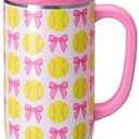 Swig Life 30oz Mega Mug, 30 oz Tumbler with Handle and Straw, Cup Holder Friendly, Dishwasher Safe, Stainless Steel Tumbler, Softball Gifts, Softball Water Bottle (Pitch Hit Run)