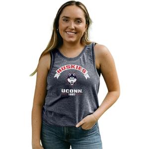 Connecticut Huskies NCAA Officially Licensed Women's Tank Top Burnout Vintage Scholar, Large Team Color,  Size L