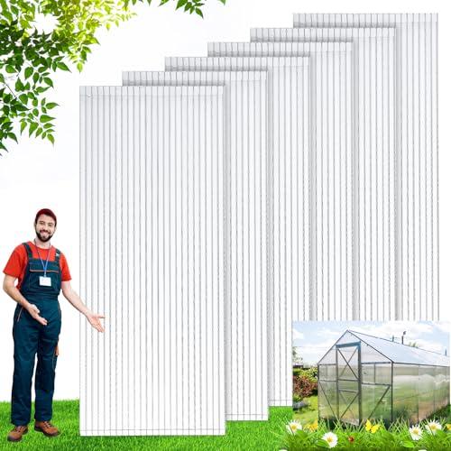 Tatuo 6 Pack 8' X 2' X 0.16'' Polycarbonate Greenhouse Panels Polycarbonate Sheets Twin-Wall Roof Panels Waterproof UV Protected Clear Corrugated Plastic Roofing for Greenhouse Replacement