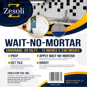 Wait-No-Mortar 20 Sq. Ft. Clear Double-Sided Synthetic Rubber Tile Adhesive Mat for Wall Tile Applications