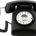 Sangyn Retro Rotary Dial Phone 1960s Style Vintage Telephone Old-Fashioned Desk Landline Phones with Mechanical Ringer for Home Office (Black)
