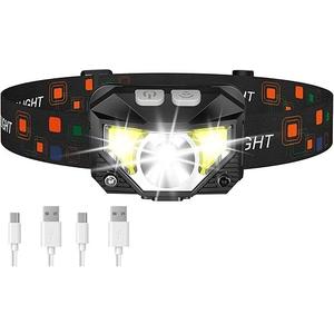 LHKNL Headlamp Flashlight, Lumen Ultra-Light Bright LED Rechargeable Headlight with White Red Light, 2-Pack Waterproof Motion Sensor Head Lamp,8 Modes for Outdoor Camping Running Hiking Fishing