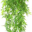 ANZOME Artificial Hanging Plants with Wall Basket, 2.7ft Faux Bamboo Vines for Shelf Decor, Fake Potted Greenery for Bathroom, Kitchen Cabinet Top (DIY Shapeable Set)