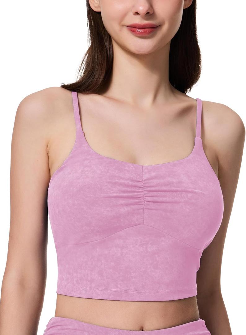Women's Sweetheart V Neck Tank Top Adjustable Straps Workout Yoga Tops Going Out Basic Casual Crop Cami Shirts (Pink, XL)