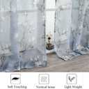 SMILE WEAVER Sheer Curtains 63 inches Length for Living Room 2 Panels,Blue Light Filtering Curtains,Floral Semi Sheer Curtain Voile Linen Textured Rod Pocket Kitchen Window Drapes for Bedroom