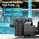 CrestWave Smart Variable Speed Pool Pump 1.5HP, Smart Life APP Control, 38 dB-Quiet, Energy Saving, AC 110V/230V, Built-in Timer, 5070 GPH High Flow, 1.5" & 2" Adapter Pool Pump for In/above Pool
