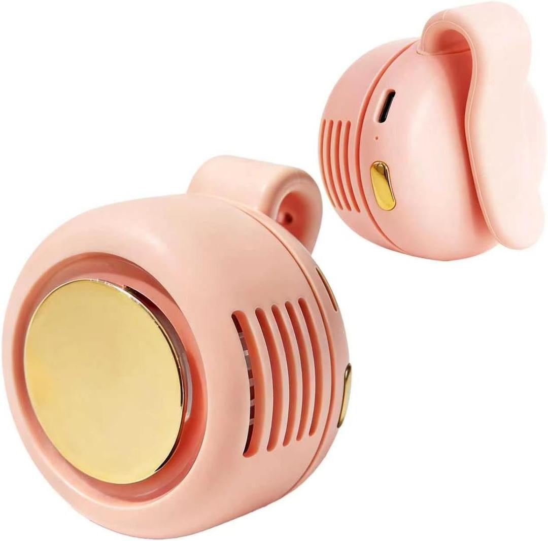 Portable Silent Clip-On Bladeless Personal Fan, Wearable Waist & Neck Fan, 360 Rotation, 3 Speeds, USB-C Rechargeable, Compact & Lightweight, Hands-Free Cooling for Travel, Office & Outdoor (Pink)