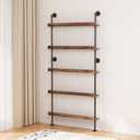 5-Tier Wall Mounted Wine Rack, Industrial Pipe Bar Shelf for Wine Bottle Storage, Industrial Pipe Shelves Shelf Shelving for Home Bar Dining Room Kitchen (39.4" W x 79" H)