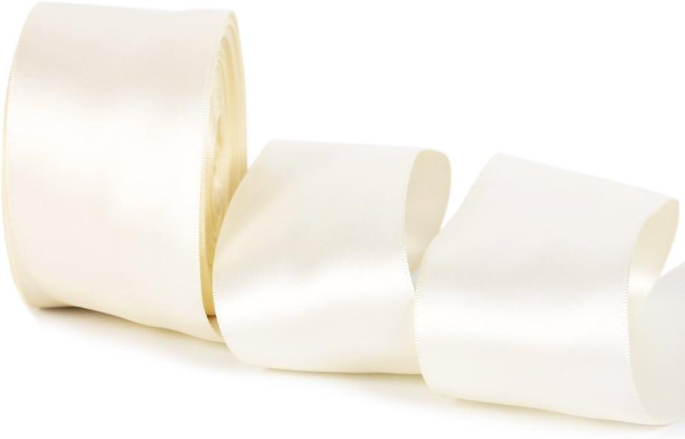 Double Face Satin Ribbon 20 Yards for Party Wedding Home Decoration Handmade Craft (3" Wide, 810 Ivory)