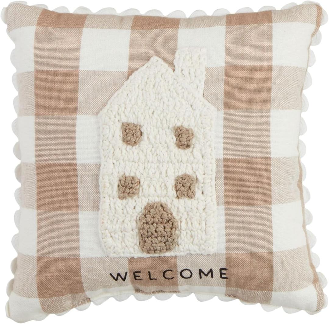 Mud Pie House Crochet Mini Pillow; 8" X 8"