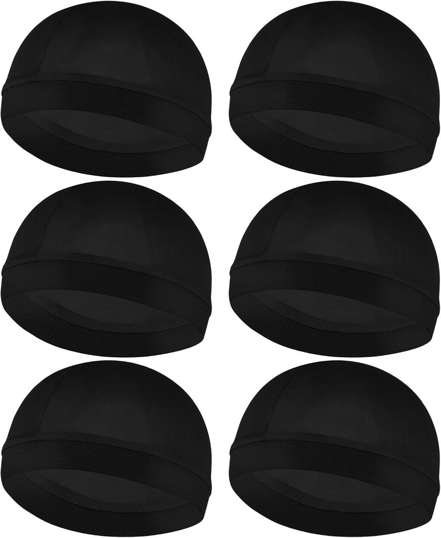 6 Pack Wave Cap for Men 360 Waves, Silky Compression Wave Cap for Deep Waves, Stretchy Skull Cap to Wear Over Durag, Soft Stocking Cap for Wave Maintenance & Hold