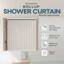 Ceiling Mounted Rollup Bathroom Shower Curtain/Liner 56" Base Up to 95" Long - Use for 9' Ceilings Waterproof PEVA Plastic Shower Curtains for Bathroom No Rod, Hooks or Rings (Stripe)