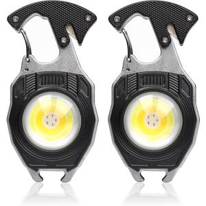 MAKDAK 2PC Keychain Flashlight Rechargeable Cob Keychain Work Light 7 Modes 1600Lumen High Lumen Flashlights for Emergencies,EDC