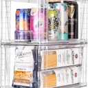 2Pack Large Stackable Kitchen Storage Drawers, Clear Foods Organizer Bins with Handles, Easily Assemble for Bathroom, Kitchen, Pantry, Cabinet, Closet(XL-Down Handle)