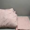 Litanika Pink Full Size Comforter Sets for Girls, 3 Pieces Cute Blush Women Lightweight Seersucker Bedding Set & Collections, Soft Bed Set as Gifts (79x90In Comforter & 2 Pillowcases)
