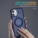 ADDIT Magnetic Phone Case for iPhone 16 - Military-Grade Translucent Matte Back with Built-in Camera Stash Stand - Royal Blue