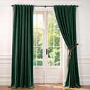 Lazzzy Velvet Blackout Extra Long Curtains Thermal Insulated Room Window Drapes Super Soft Luxury Curtains for Living Room Bedroom Rod Pocket 2 Panels, Emerald Green, 62" W x 108" L