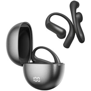 True Wireless Earphones Over The Ear with Ear Hooks Open Ear Headphones Bluetooth Over Ear Earbuds Bone Conduction Headphones Earphones Wireless, Black