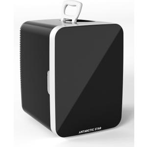 Antarctic Star Mini Personal Fridge Cooler, 10L Portable Compact Refrigerator, 2.6 Gal Small Cooler with AC/DC Adapters for Beverages, Food, Skincare, Bedroom, Office, Dorm Room, or Cabin, Black