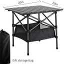 Beach Tables Foldable,Folding Aluminum Camping Tabletop，Portable Camp Table,Folding Camping Gear with Storage Bag (Black, 20 * 20 INCH) (Black)