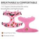 PUPTECK No Pull Dog Harness and Leash Set Reflective No Choke Step in Puppy Halter for XS Small and Medium Sized Dogs, Pink, Printed Fabric, S